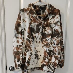Venti6 Tie-Dye Hoodie in Brown and Black